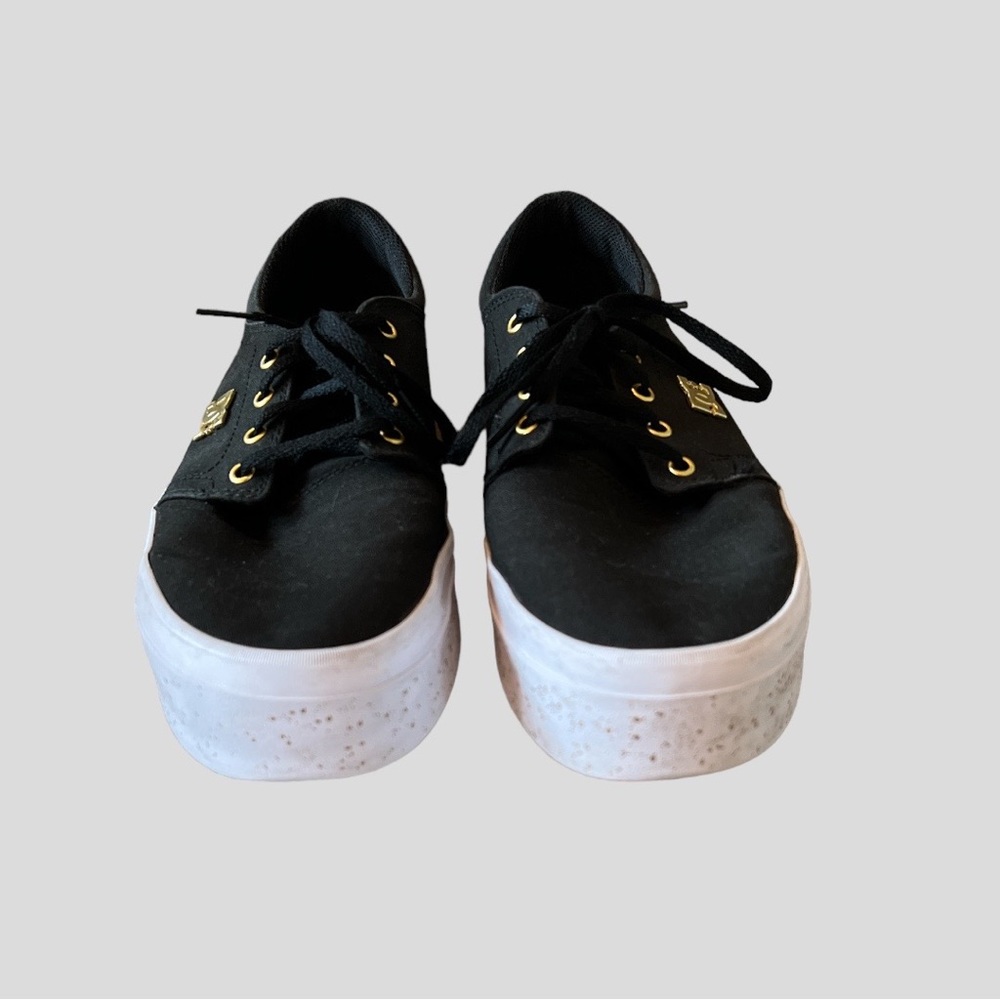 DC Women’s Trase Platform TX SE Lace Up Skateboard Shoe Black & Gold Size 11 - Picture 3 of 8